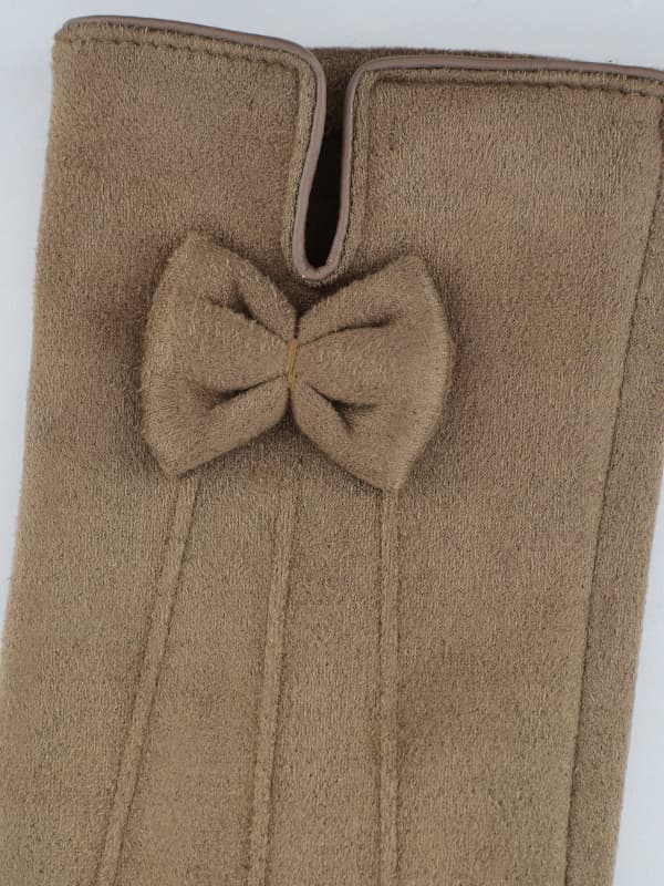 DAMEHANDSKER VINTER ELEGANTE HANDSKER sløjfe beige 23 cm V030A