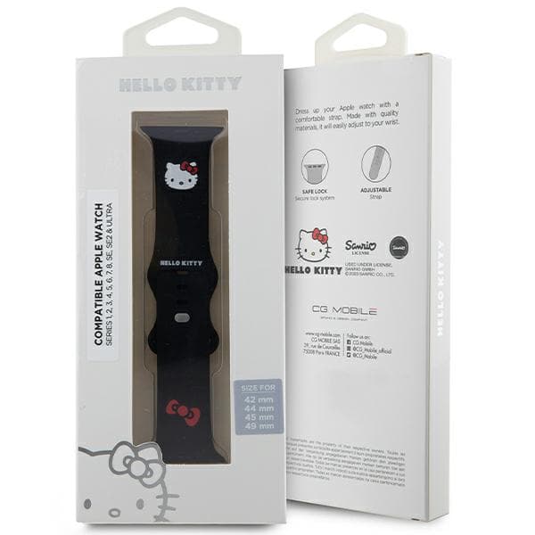 Hello Kitty silikone rem Kitty Head til Apple Watch 42/44/45/49mm, sort