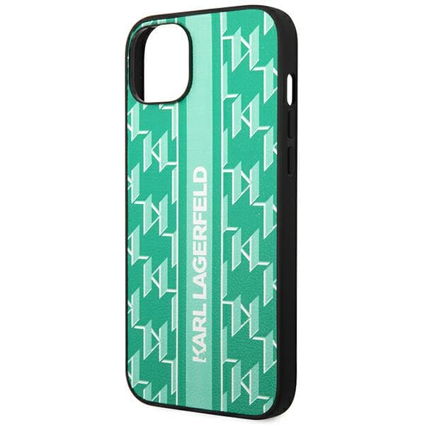 Karl Lagerfeld Monogram Randigt Skal till iPhone 14 Plus, Grönt