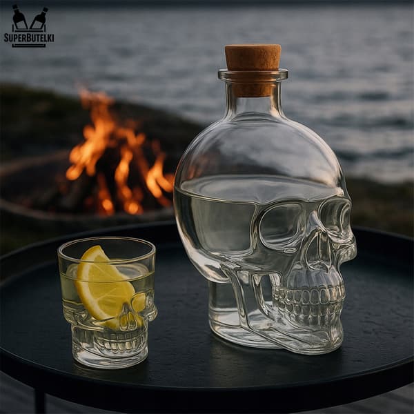 Glaskaraffel - kranium 750 ml + 4 glas