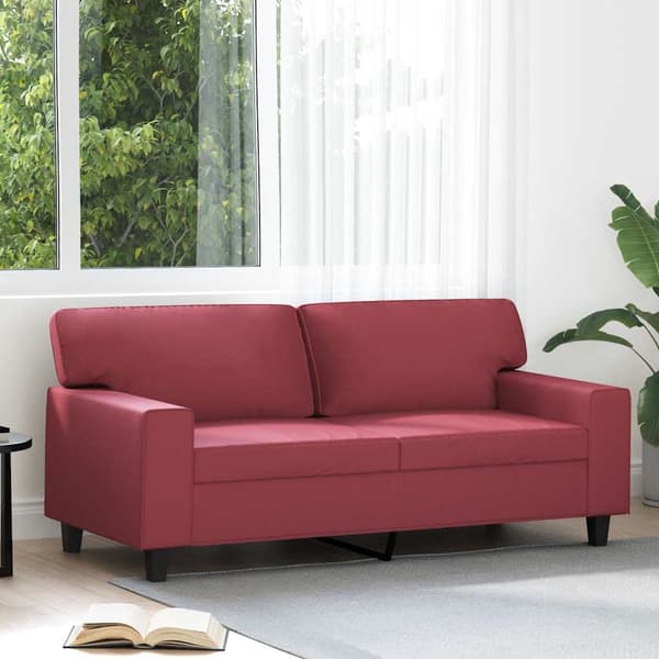 vidaXL 2-sitssoffa vinröd 140 cm konstläder