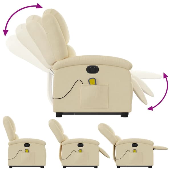 vidaXL Lyftbar massagefåtölj, elektrisk, vilstol, krämfärgad