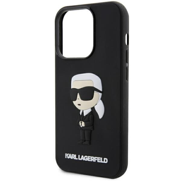 Karl Lagerfeld Rubber Ikonik 3D-cover til iPhone 14 Pro, sort