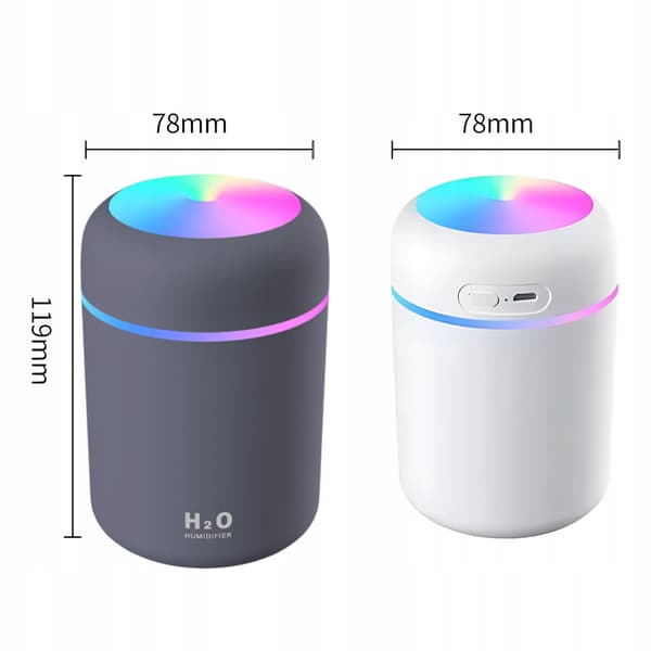 Luftfuktare Aromdiffusor H2O LED-lampa RBG Svart