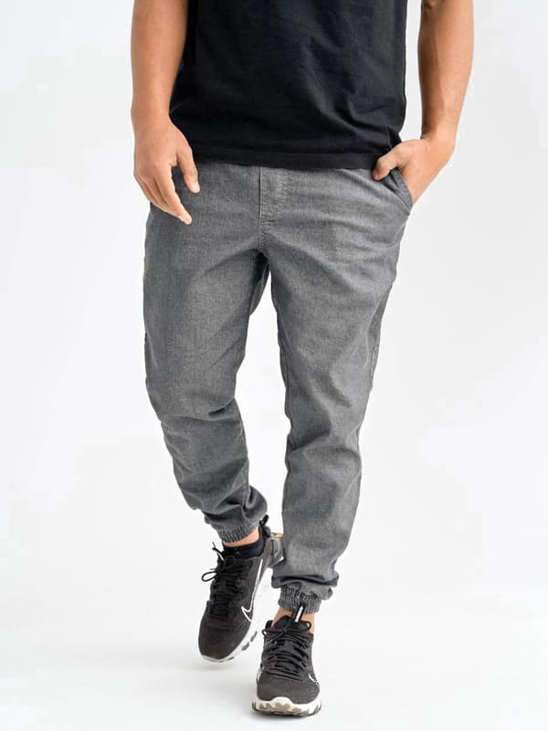Herrgrå joggingjeans Method Mini M Logotypbroderi L