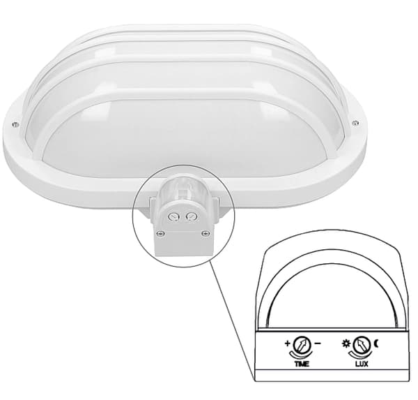 Hermetisk utomhusvägglampa med rörelsesensor E27 60W vit