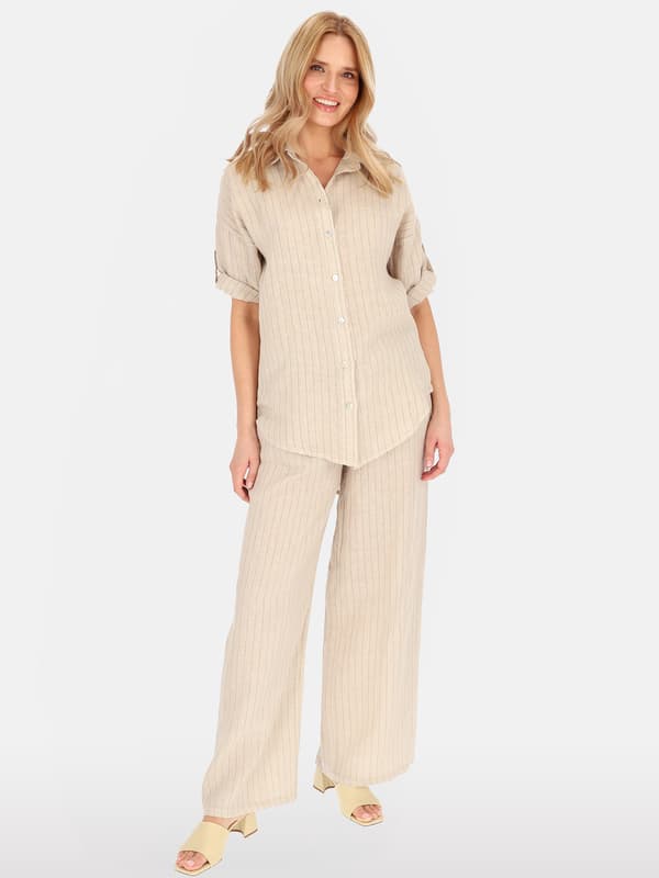 LÖSA RANDIGA LINNEBYXOR FÖR DAM