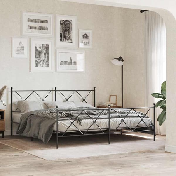 vidaXL metalsengegavl, sort, 180 cm
