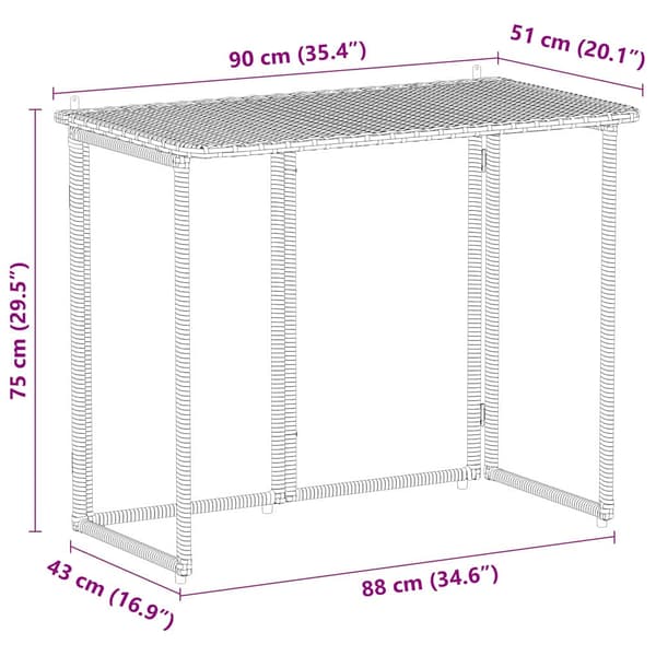 vidaXL foldbart havebord sort 90x51x75 cm polyrattan