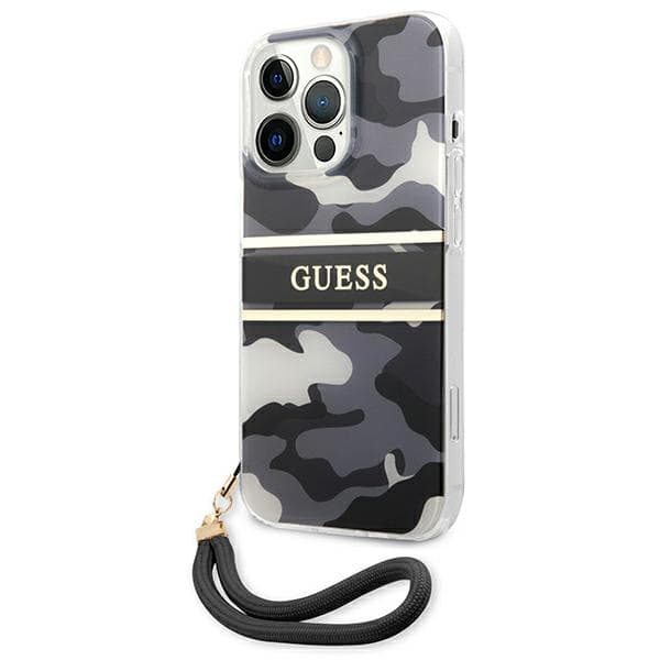 Guess Camo Strap Collection -kotelo iPhone 13 Pro Maxille, musta