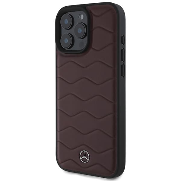 Mercedes MB Waves Læderetui til iPhone 16 Pro Max, Rød