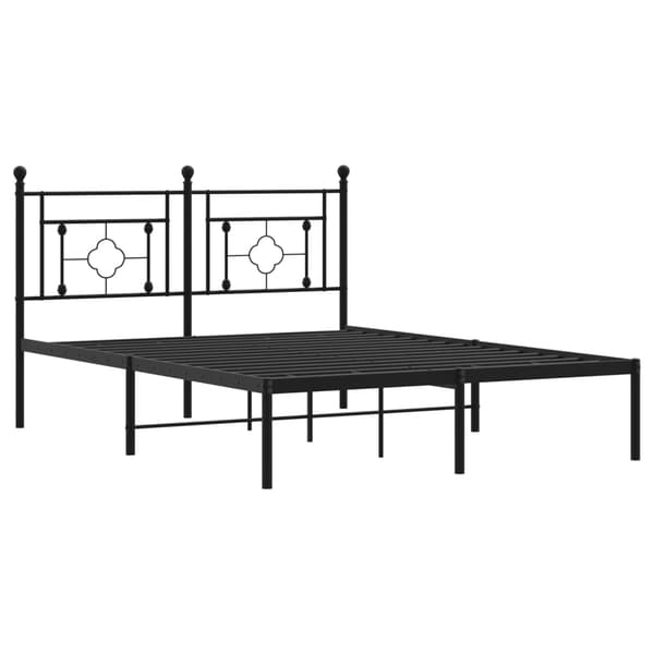 vidaXL metalsengestel med hovedgærde sort 135x190 cm