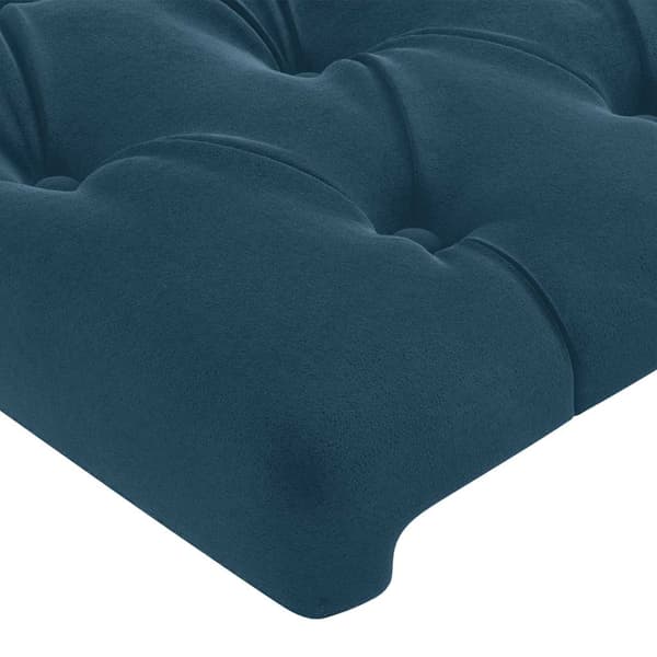 vidaXL Vingad sänggavel mörkblå 83x23x118/128 cm sammet
