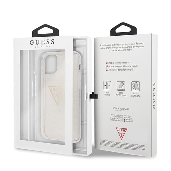 Guess Glitter Triangle -suojakuori iPhone 11 Prolle, kulta