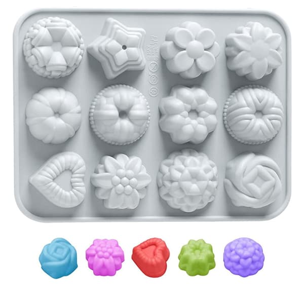 Silikoneform, chokolade, gelé, bageform, 12 mønstre