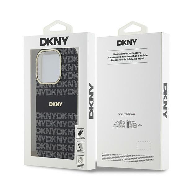DKNY IML Mono & Stripe MagSafe-etui til iPhone 15 Pro Max, sort