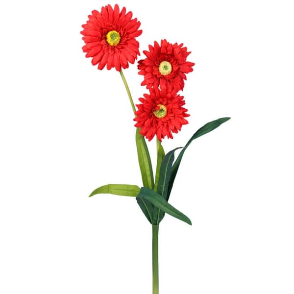 Kunstig rød gerbera 3 grene - Højtkalitets dekoration 55 cm