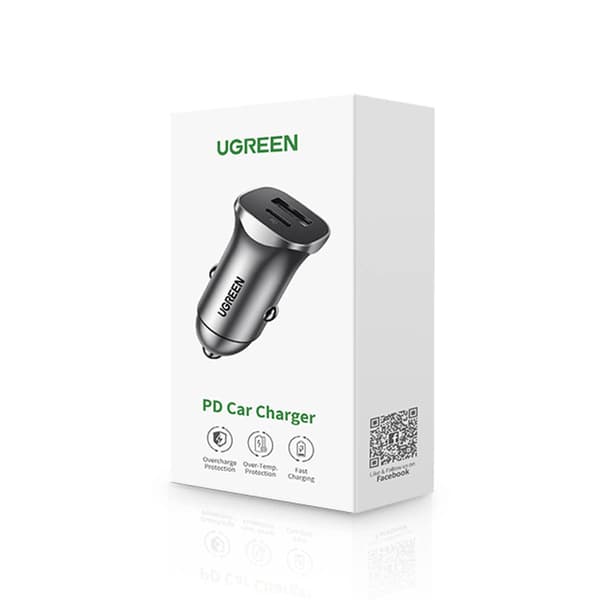 Nopea autolaturi USB-A ja USB-C 30W PD PPS - harmaa