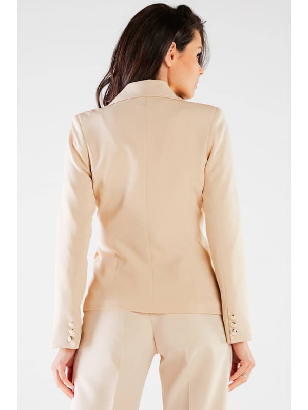 Elegant dubbelknäppt jacka, beige L