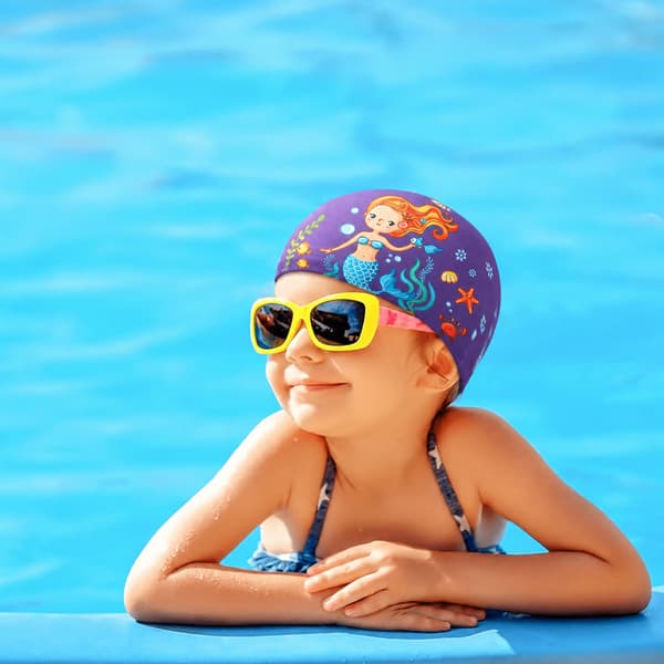 Aqua-Sport junior polyesterkappe med tryk havfrue lilla