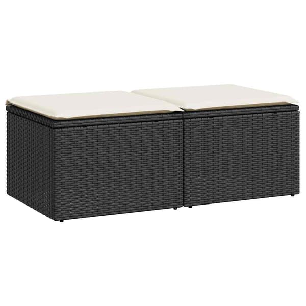 vidaXL 2-delt sofasæt med hynder, sort, polyrattan og akacie