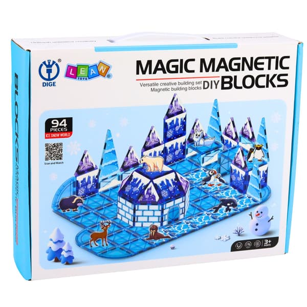 Magnetiska block islandsdjurfigurer blå 94 st.