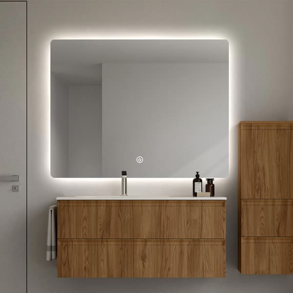 CAMPO REKTANGULÄR BADRUMSPEGEL 70X90 CM LED-BELYSNING, VÄRMEMATT