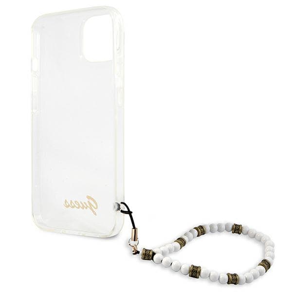 Guess White Pearl-etui til iPhone 13 mini, Gennemsigtig