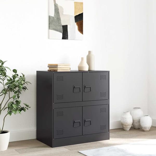 vidaXL sideskab sort 67x39x73 cm stål