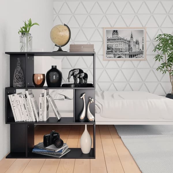 vidaXL bogreol, sort, 80x24x96 cm, træbaseret materiale