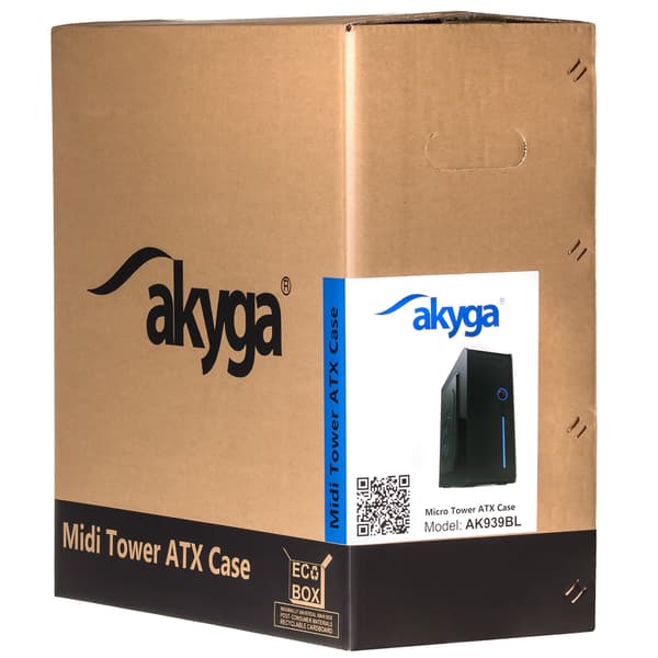 ATX-kabinet til Akyga AK939BL PC Midi Tower 2x USB 2.0 computer, sort og blå