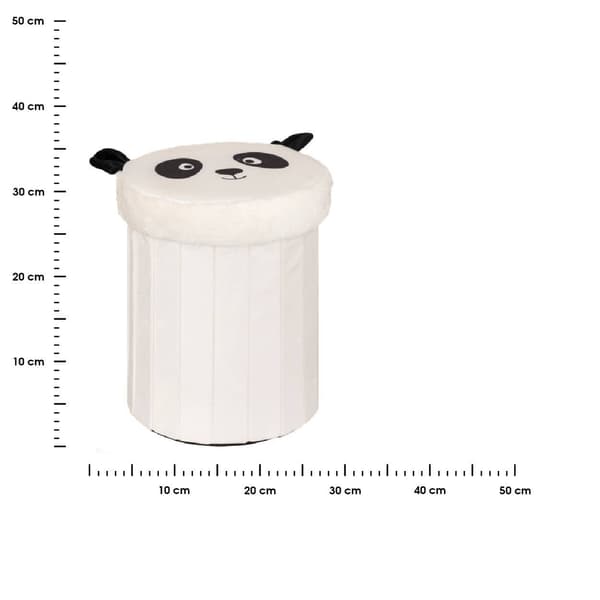 Sammenklappelig puf med låg, hvid Panda