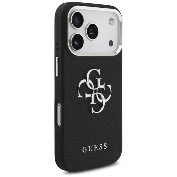 Guess Grained Big 4G Classic Logo cover til iPhone 17 Pro, sort
