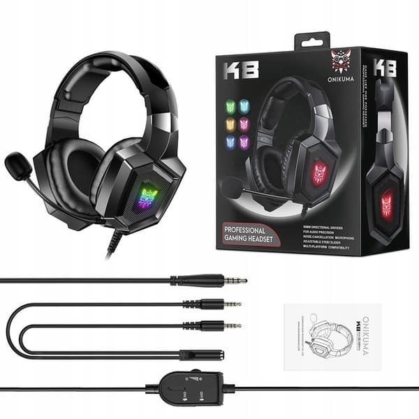 K8 Svart Bärbart Bluetooth Gaming Headset, Over-Ear, För Gamers.