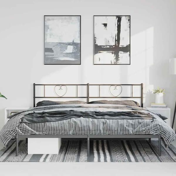 vidaXL metalsengestel med hovedgærde sort 183x213 cm
