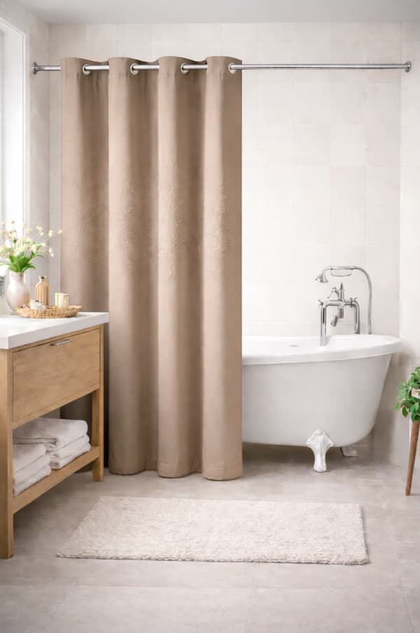 Vattentätt duschdraperi 150 x 180 cm med öljetter beige