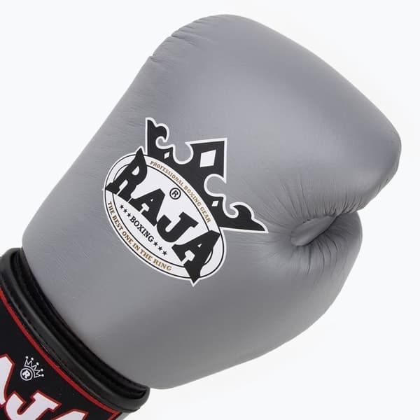 Raja Standard Boxningshandskar i Äkta Läder Grå 10OZ