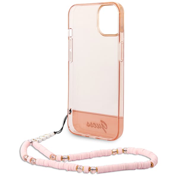 Guess Translucent Pearl Strap-skal till iPhone 14 Plus, Rosa