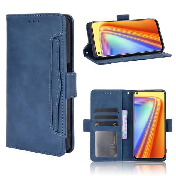 Realme 7 Flip-etui, Kortholder, Blå