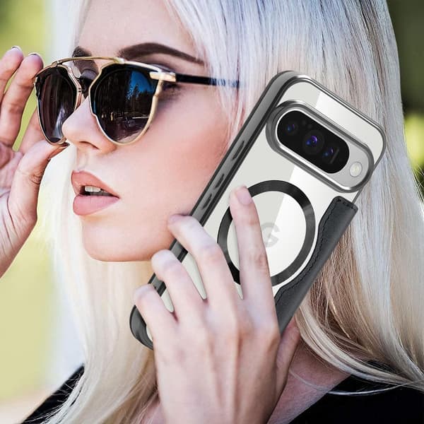 Google Pixel 10 / 10 Pro Flip-etui, RFID-pung MagSafe med kamerabeskyttelse, sort