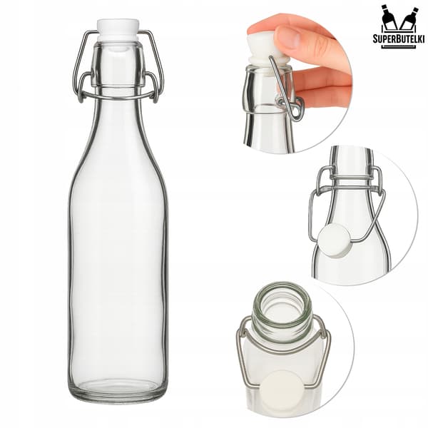 Setti - 5 x pyöreä pullo klipsillä - 1000 ml