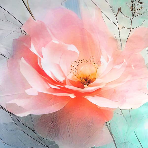 Bäddset 220x200 SATIN BOMULL digitaltryck blommig abstraktion