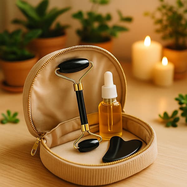 MASSAGERULLE FÖR ANSIKTE, HALS, ÖGON, GUA SHA-STEN 2-I-1
