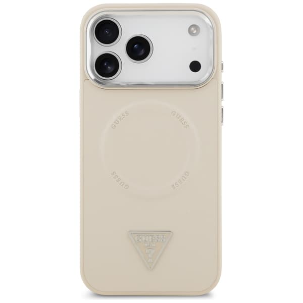 Guess Triangle Logo MagSafe -kotelo iPhone 17 Prolle, beige
