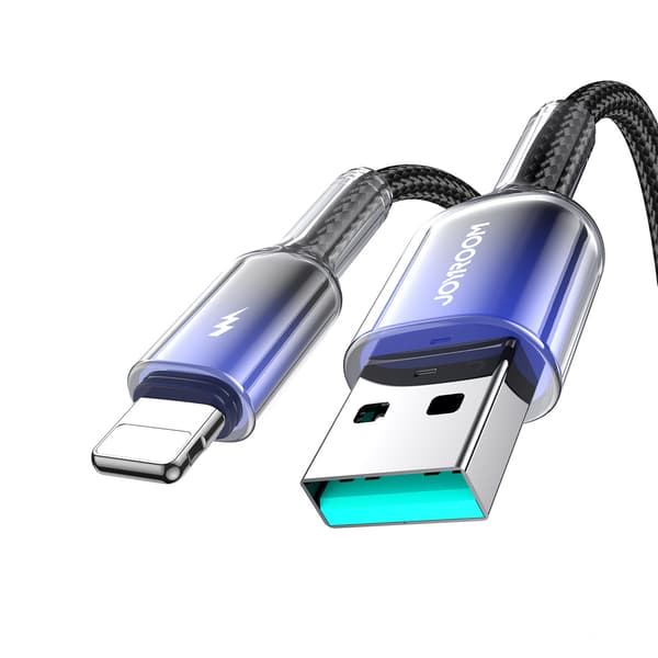 Crystal-Clear Series 3A USB-A iPhone Lightning -kaapeli 1.2m - Musta