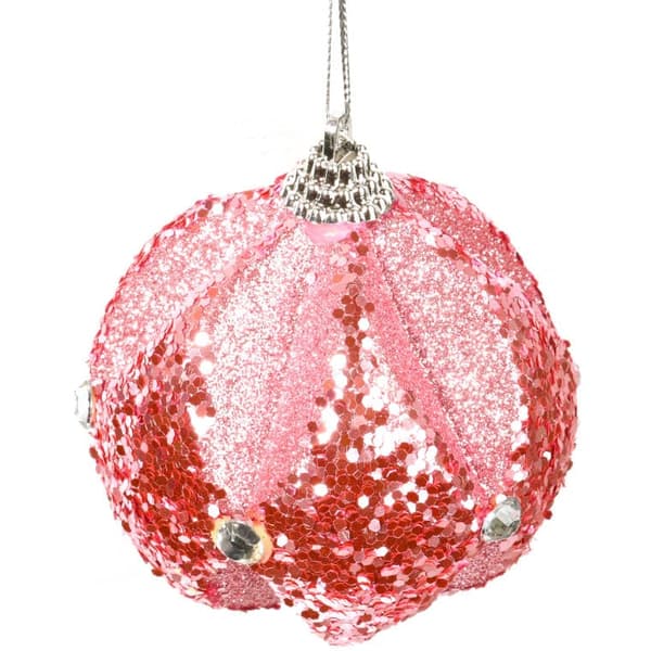 Rosa frigolitkula med glitter