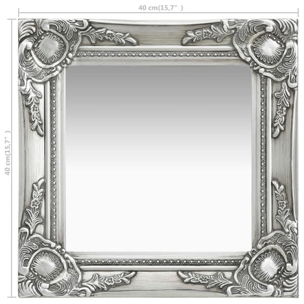 vidaXL Barock väggspegel 40x40 cm silver