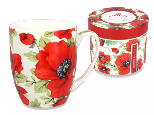 Carmani, t. ''Camio'' mugg 350ml - röda vallmo
