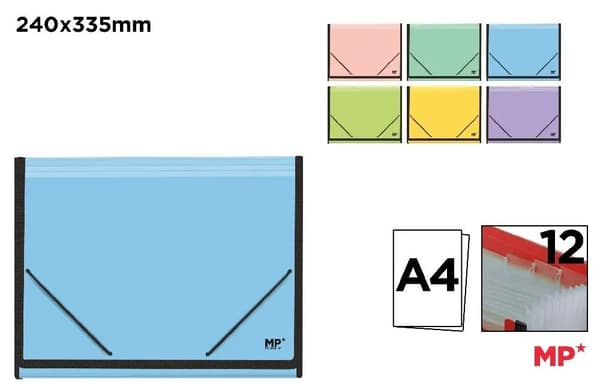 A4-mappe med rum og elastik MIX