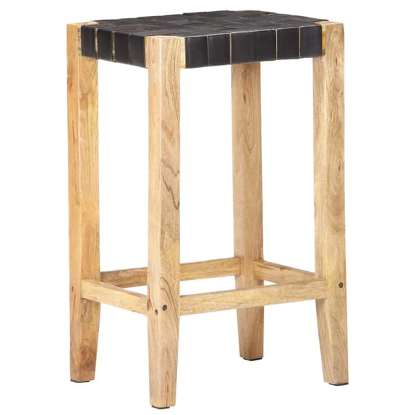 vidaXL Barstole, sæt med 2, sort, ægte læder, 75 cm